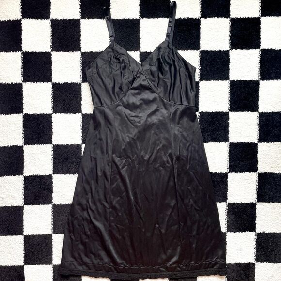 Vintage 60s Sears Black Slip Dress - Picture 1 of 4